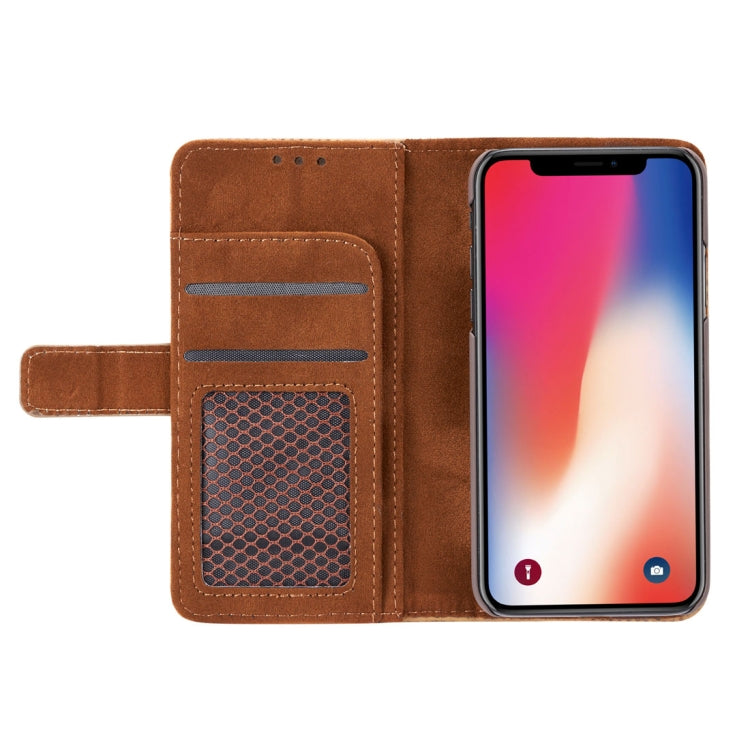 For iPhone X / XS Retro Style Mesh Breathable Horizontal Flip Leather Case with Card Slots & Holder & Wallet & Photo Frame