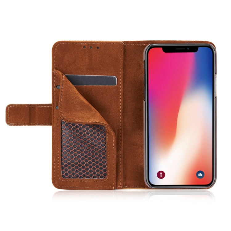 For iPhone X / XS Retro Style Mesh Breathable Horizontal Flip Leather Case with Card Slots & Holder & Wallet & Photo Frame