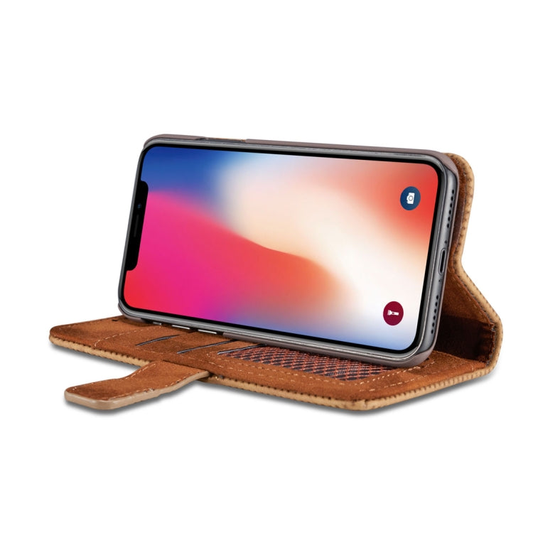 For iPhone X / XS Retro Style Mesh Breathable Horizontal Flip Leather Case with Card Slots & Holder & Wallet & Photo Frame