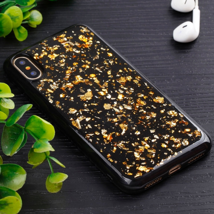 For iPhone X / XS Gold Foil TPU Protective Back Cover Case