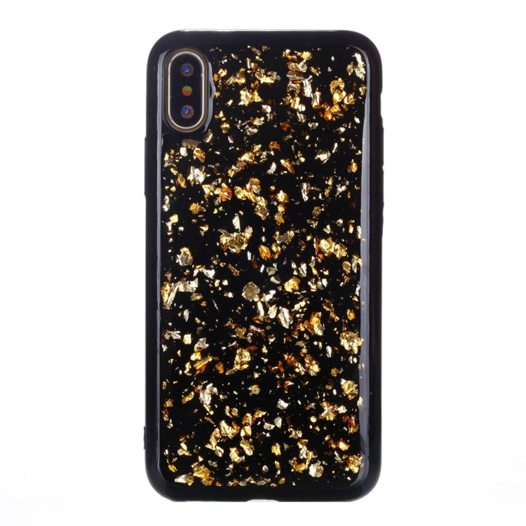 For iPhone X / XS Gold Foil TPU Protective Back Cover Case