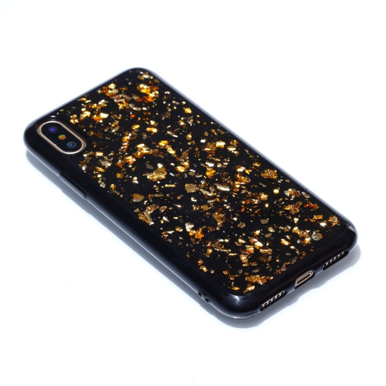 For iPhone X / XS Gold Foil TPU Protective Back Cover Case