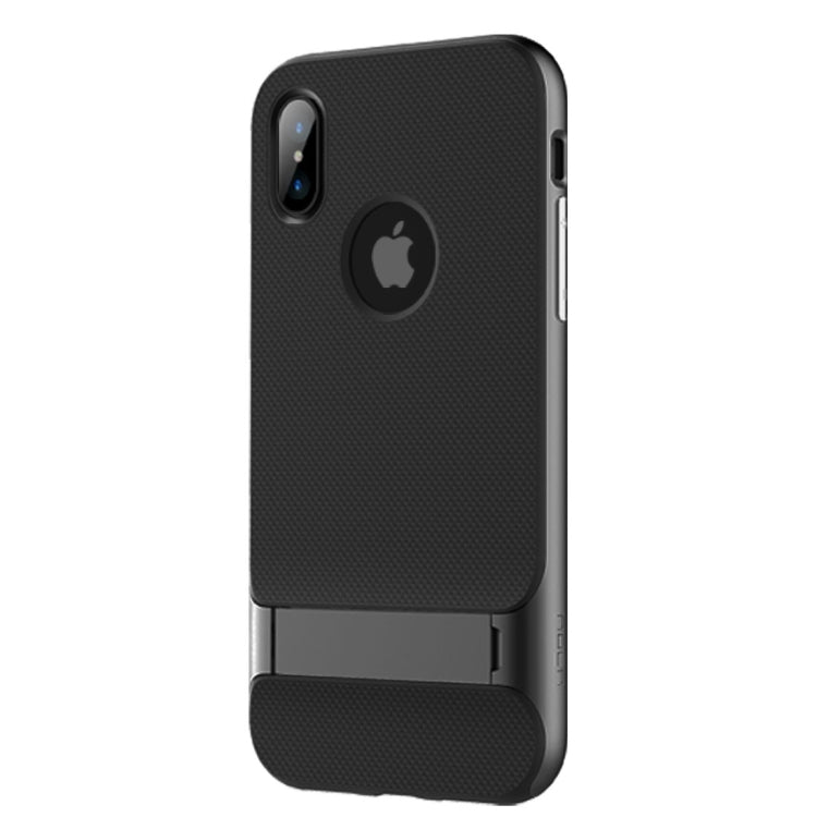 For iPhone X / XS ROCK Royce Series PC + TPU Protective Back Cover Case with Holder