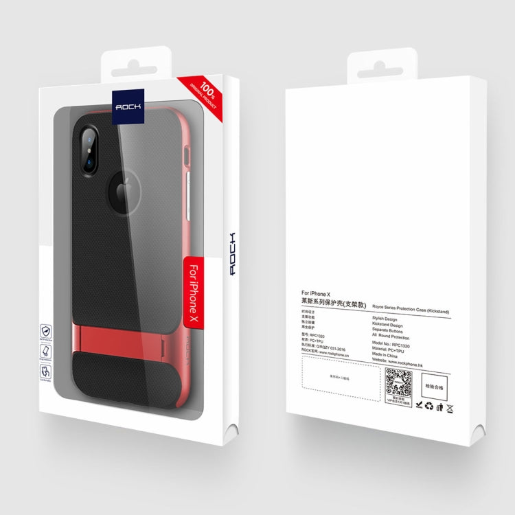 For iPhone X / XS ROCK Royce Series PC + TPU Protective Back Cover Case with Holder