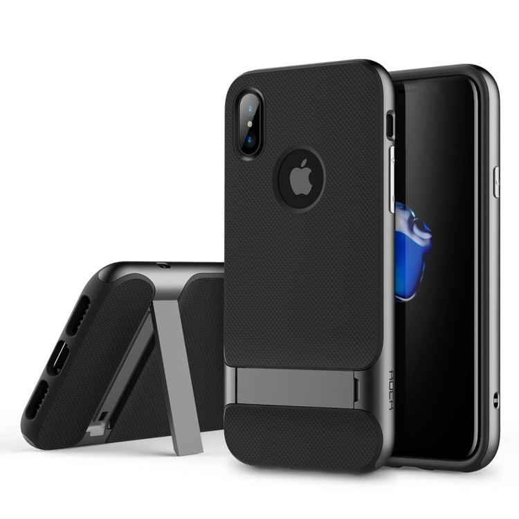 For iPhone X / XS ROCK Royce Series PC + TPU Protective Back Cover Case with Holder