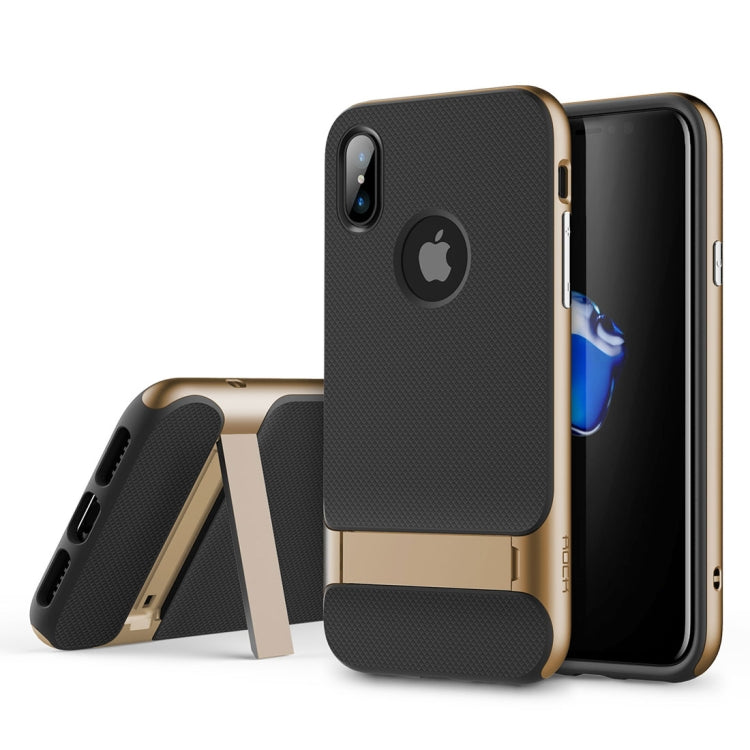For iPhone X / XS ROCK Royce Series PC + TPU Protective Back Cover Case with Holder