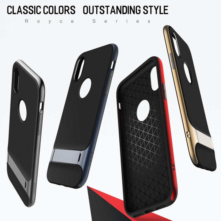 For iPhone X / XS ROCK Royce Series PC + TPU Protective Back Cover Case with Holder