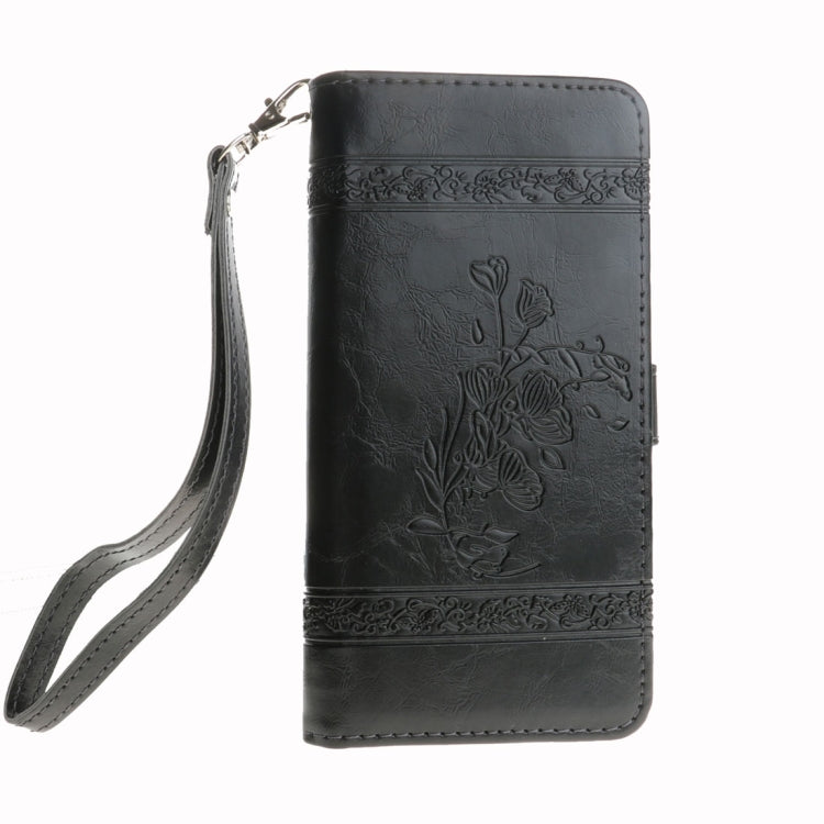 For iPhone X / XS Retro Oil Wax Texture Horizontal Flip Embossed Leather Case with Holder & Card Slots & Wallet & Photo Frame & Lanyard
