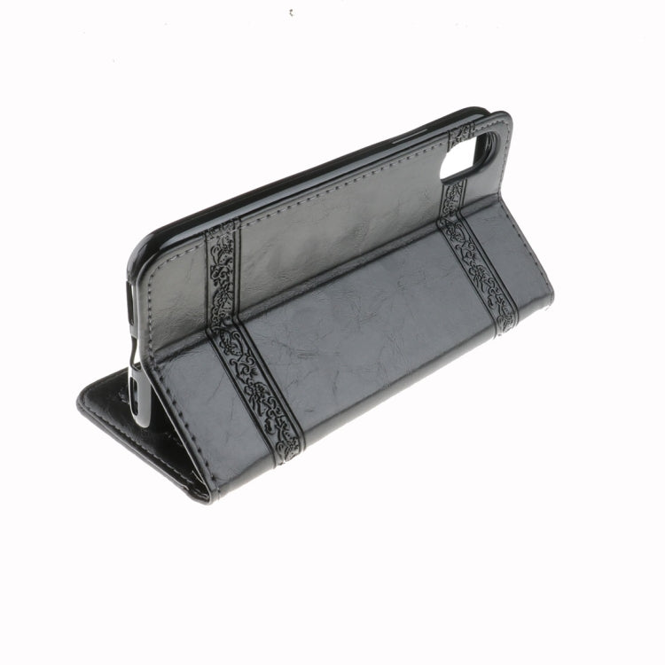 For iPhone X / XS Retro Oil Wax Texture Horizontal Flip Embossed Leather Case with Holder & Card Slots & Wallet & Photo Frame & Lanyard