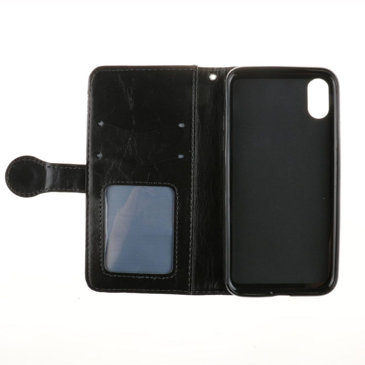 For iPhone X / XS Retro Oil Wax Texture Horizontal Flip Embossed Leather Case with Holder & Card Slots & Wallet & Photo Frame & Lanyard