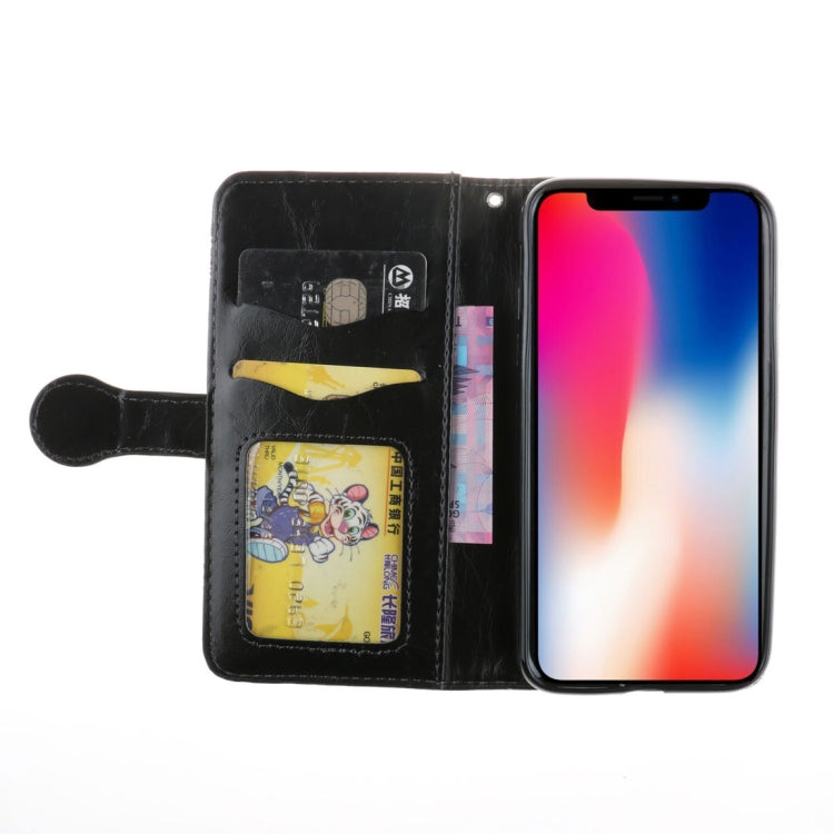 For iPhone X / XS Retro Oil Wax Texture Horizontal Flip Embossed Leather Case with Holder & Card Slots & Wallet & Photo Frame & Lanyard