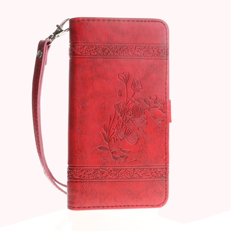 For iPhone X / XS Retro Oil Wax Texture Horizontal Flip Embossed Leather Case with Holder & Card Slots & Wallet & Photo Frame & Lanyard