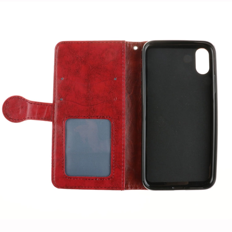 For iPhone X / XS Retro Oil Wax Texture Horizontal Flip Embossed Leather Case with Holder & Card Slots & Wallet & Photo Frame & Lanyard