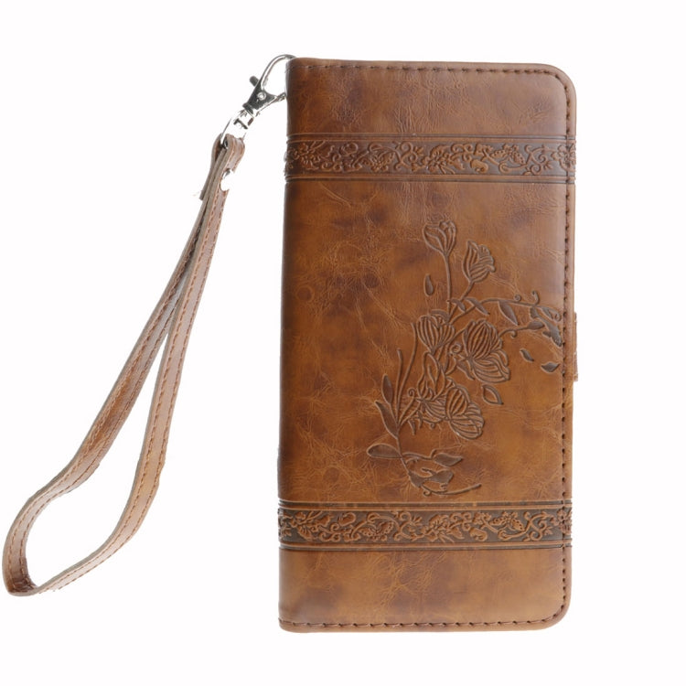 For iPhone X / XS Retro Oil Wax Texture Horizontal Flip Embossed Leather Case with Holder & Card Slots & Wallet & Photo Frame & Lanyard