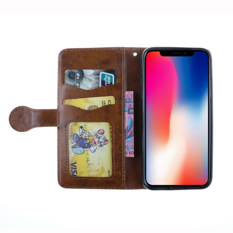 For iPhone X / XS Retro Oil Wax Texture Horizontal Flip Embossed Leather Case with Holder & Card Slots & Wallet & Photo Frame & Lanyard