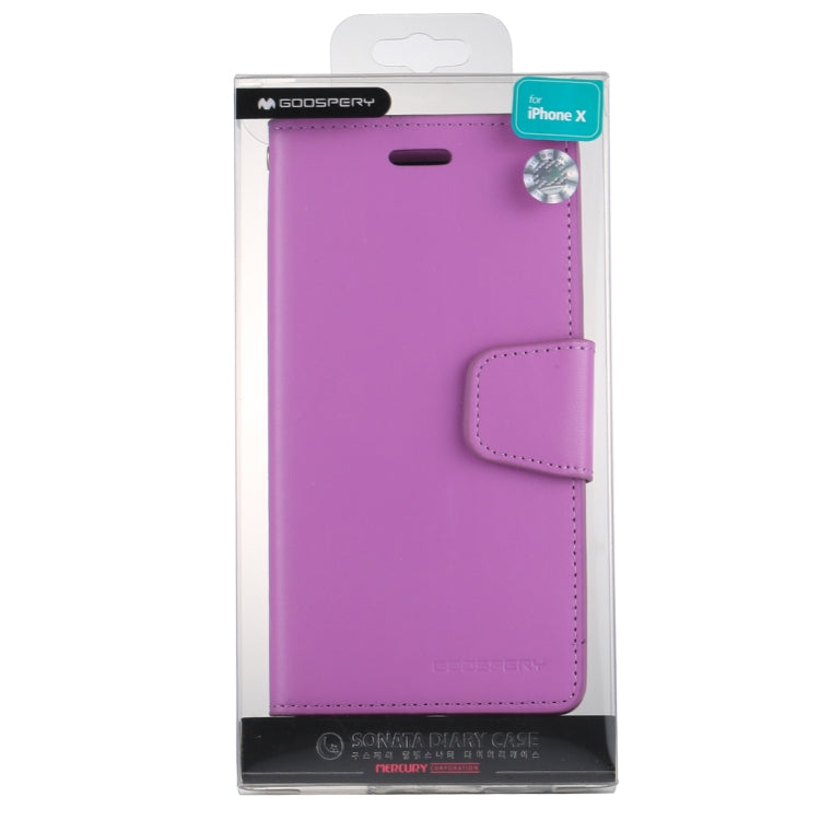 For iPhone X / XS GOOSPERY SONATA DIARY Business Style Magnetic Clasp Horizontal Flip Leather Case with Holder & Card Slots & Wallet