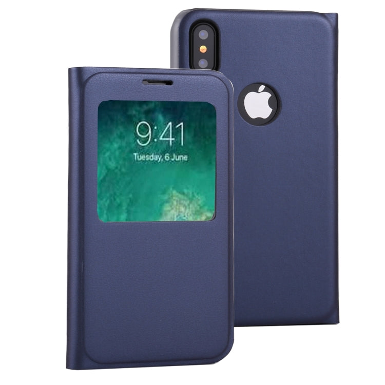 For iPhone X / XS Litchi Texture Horizontal Flip Leather Case with Call Display ID