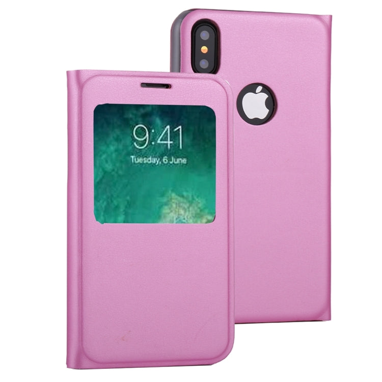 For iPhone X / XS Litchi Texture Horizontal Flip Leather Case with Call Display ID