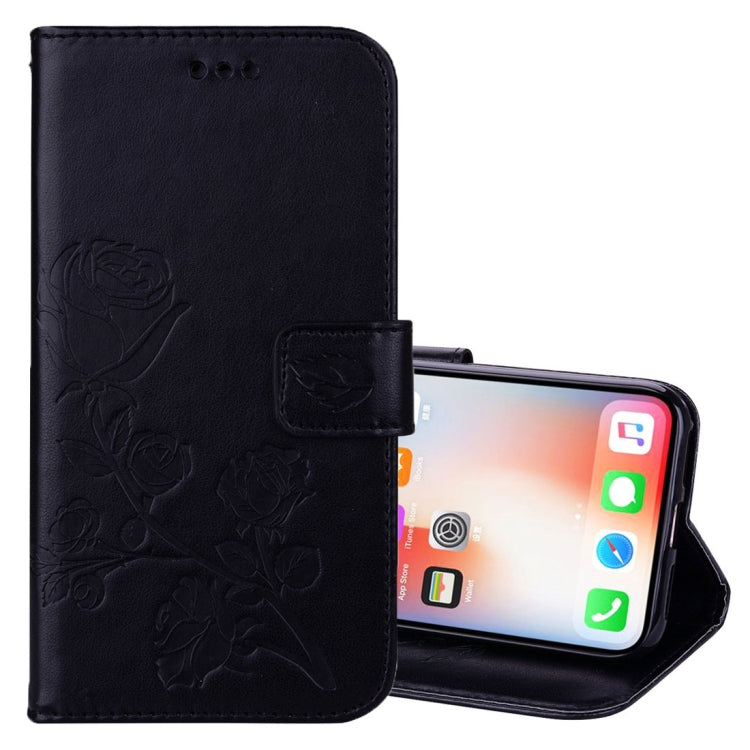 For iPhone X / XS Roses Pressed Flower Pattern Horizontal Flip Leather Case with Holder & Card Slots & Wallet