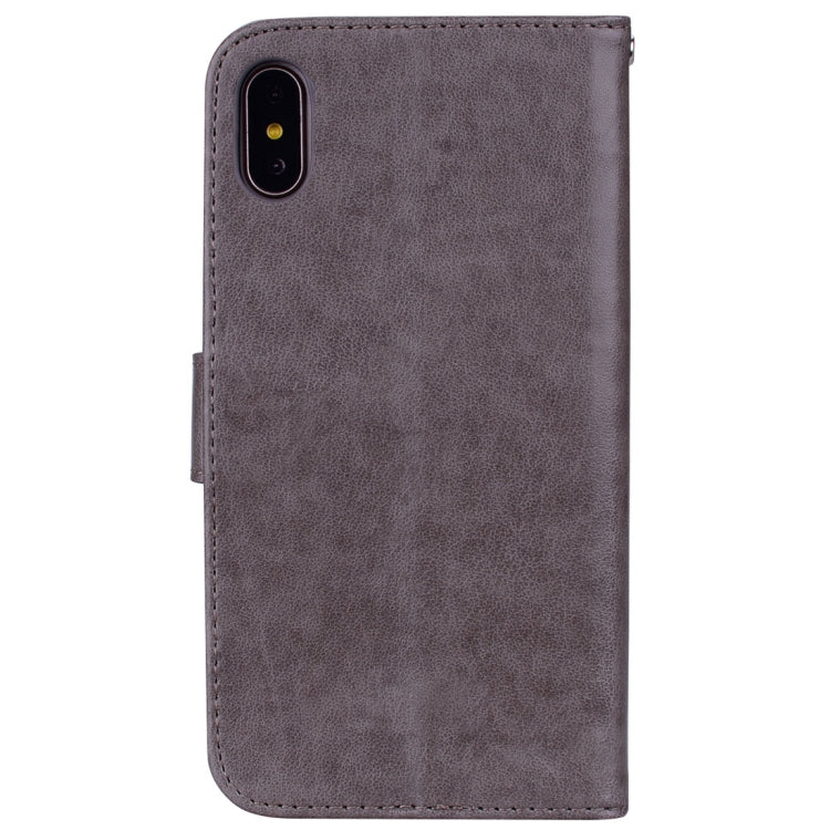 For iPhone X / XS Roses Pressed Flower Pattern Horizontal Flip Leather Case with Holder & Card Slots & Wallet