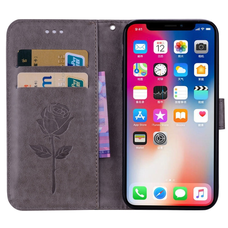 For iPhone X / XS Roses Pressed Flower Pattern Horizontal Flip Leather Case with Holder & Card Slots & Wallet