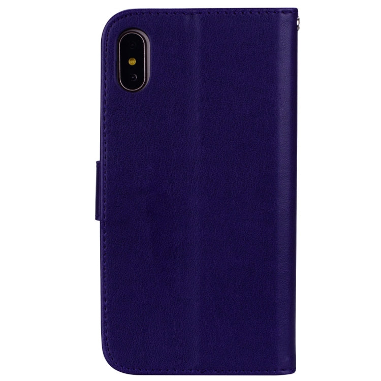 For iPhone X / XS Roses Pressed Flower Pattern Horizontal Flip Leather Case with Holder & Card Slots & Wallet