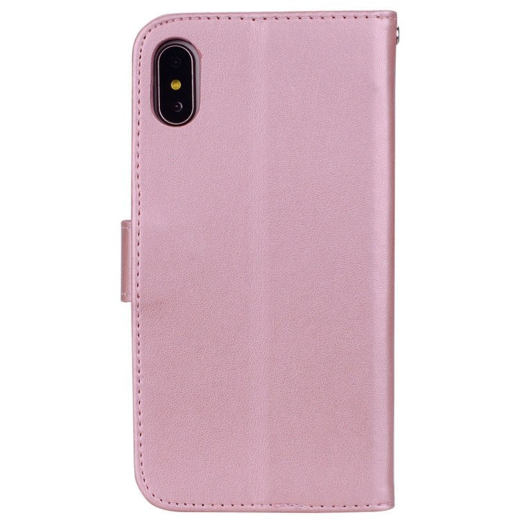For iPhone X / XS Roses Pressed Flower Pattern Horizontal Flip Leather Case with Holder & Card Slots & Wallet