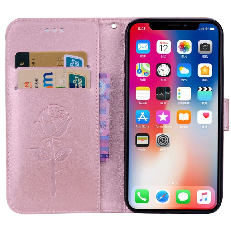 For iPhone X / XS Roses Pressed Flower Pattern Horizontal Flip Leather Case with Holder & Card Slots & Wallet