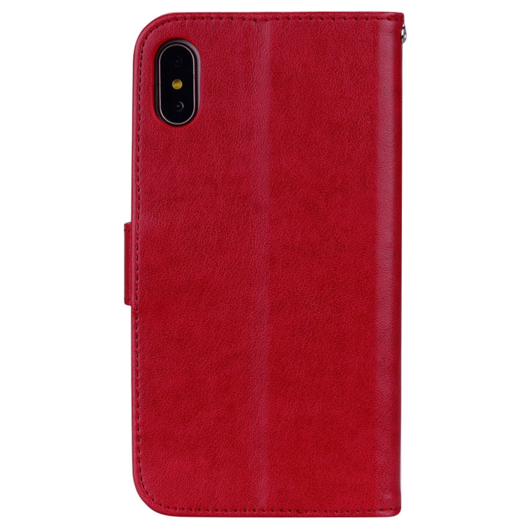 For iPhone X / XS Roses Pressed Flower Pattern Horizontal Flip Leather Case with Holder & Card Slots & Wallet