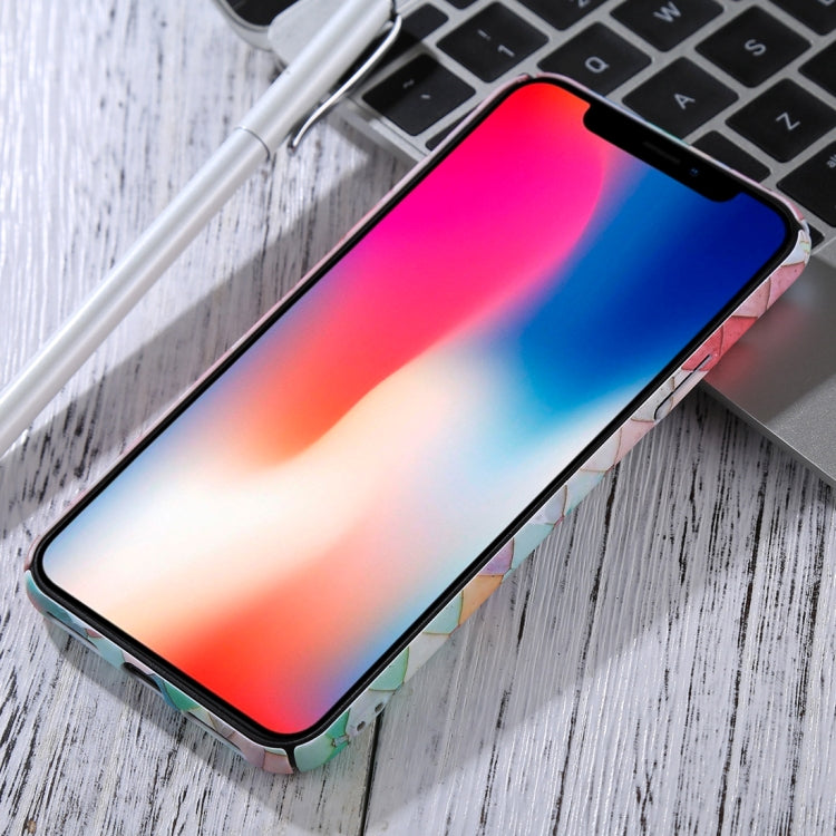 For iPhone X / XS Painted Colorful Grid Pattern Protective Back Hard Case