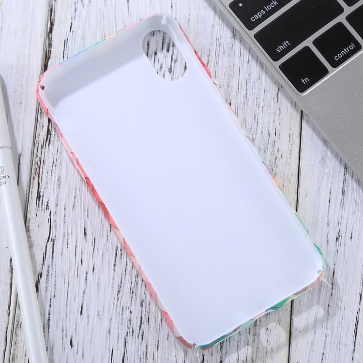 For iPhone X / XS Painted Colorful Grid Pattern Protective Back Hard Case