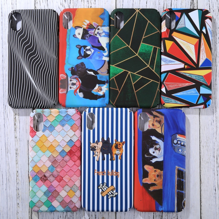 For iPhone X / XS Painted Colorful Grid Pattern Protective Back Hard Case