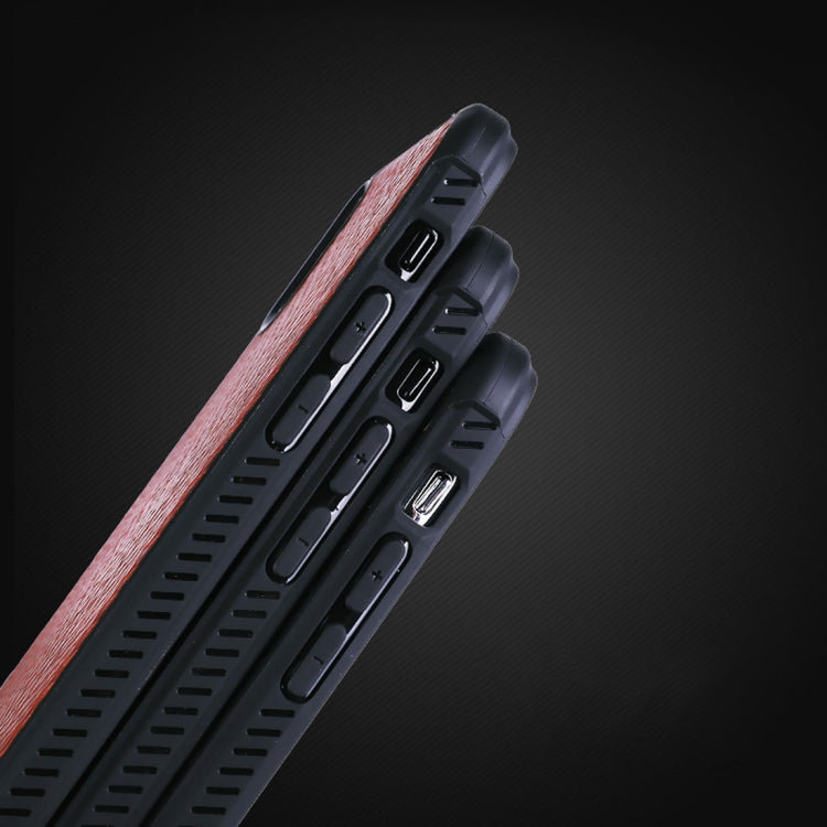 For iPhone X / XS Snake Texture Leather Paste Magnetic Protective Back Case(Brown)