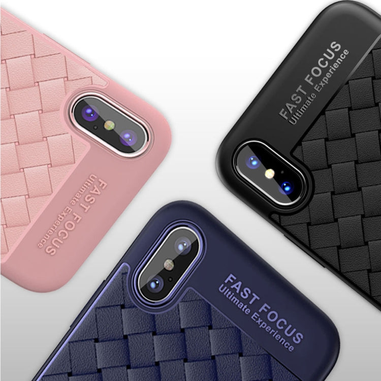 For iPhone X / XS TOTUDESIGN Weave Style TPU Breathable Soft Protective Back Cover Case (Black)