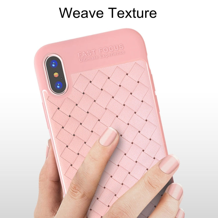 For iPhone X / XS TOTUDESIGN Weave Style TPU Breathable Soft Protective Back Cover Case (Black)