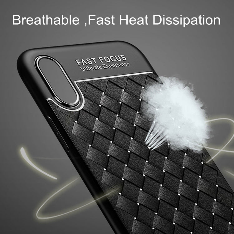 For iPhone X / XS TOTUDESIGN Weave Style TPU Breathable Soft Protective Back Cover Case (Black)
