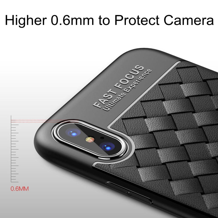 For iPhone X / XS TOTUDESIGN Weave Style TPU Breathable Soft Protective Back Cover Case (Black)