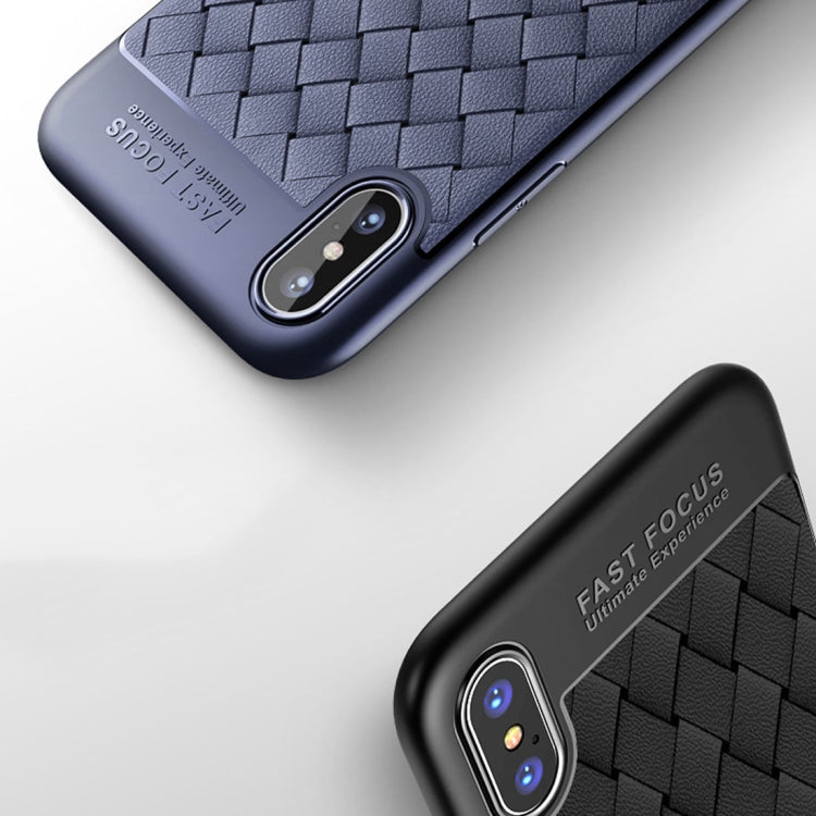 For iPhone X / XS TOTUDESIGN Weave Style TPU Breathable Soft Protective Back Cover Case (Black)