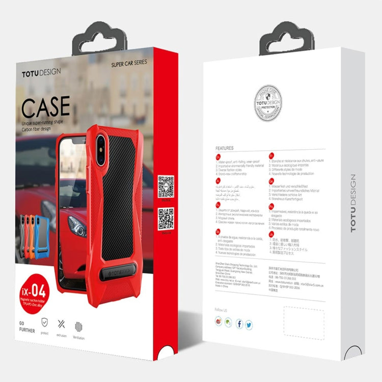 For iPhone X / XS TOTUDESIGN Super Car Series TPU+PC Protective Back Case with Magnetic Holder