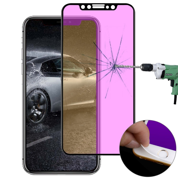For iPhone X & XS Ultra Thin 9H 3D Anti Blue-ray Full Screen Carbon Fiber Tempered Glass Film