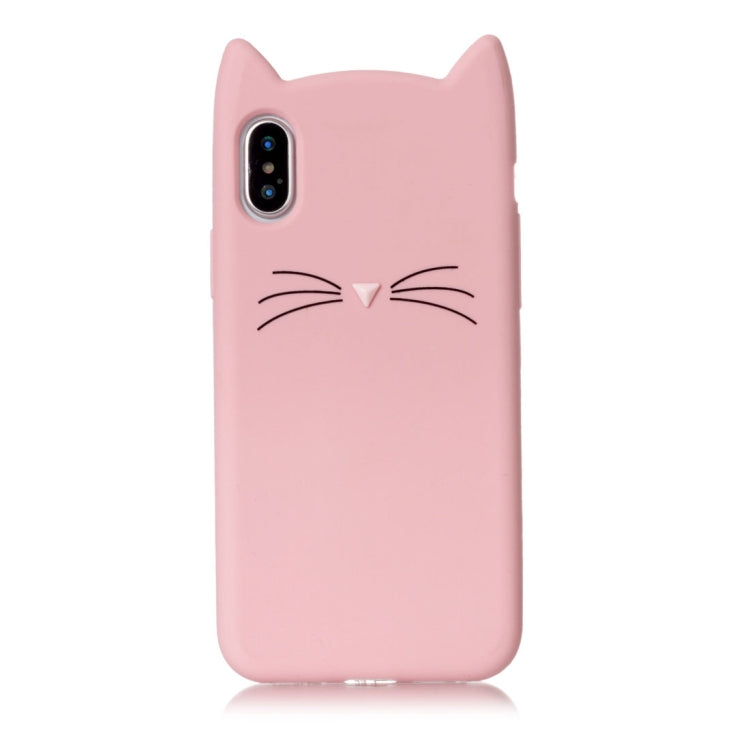For iPhone X / XS Silicone Cat Whiskers Pattern Protective Back Cover Case (Pink)