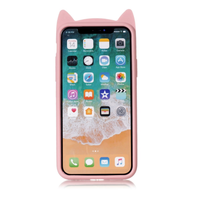 For iPhone X / XS Silicone Cat Whiskers Pattern Protective Back Cover Case (Pink)