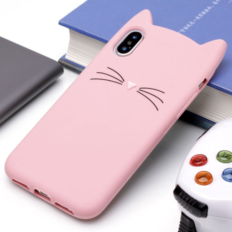For iPhone X / XS Silicone Cat Whiskers Pattern Protective Back Cover Case (Pink)