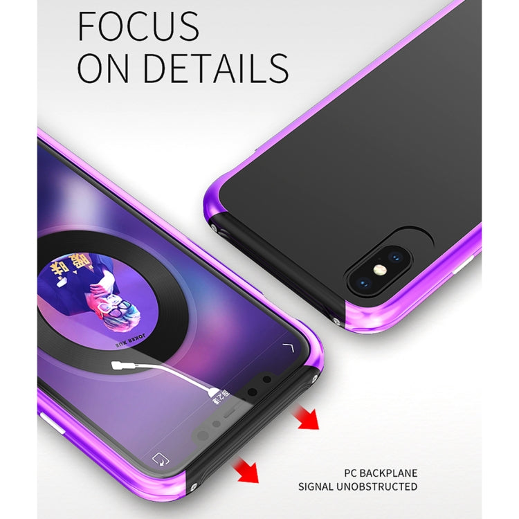 For iPhone X / XS PC + Metal Full Coverage Shockproof Protective Back Case