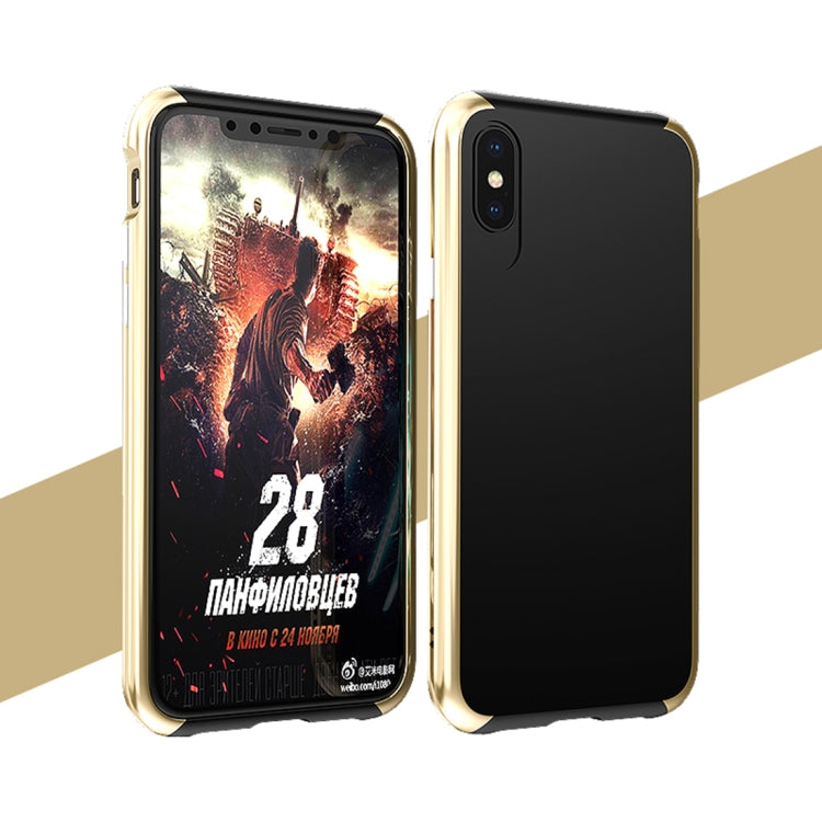 For iPhone X / XS PC + Metal Full Coverage Shockproof Protective Back Case