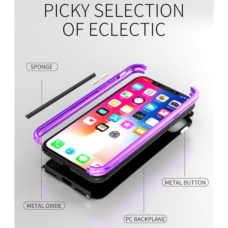 For iPhone X / XS PC + Metal Full Coverage Shockproof Protective Back Case