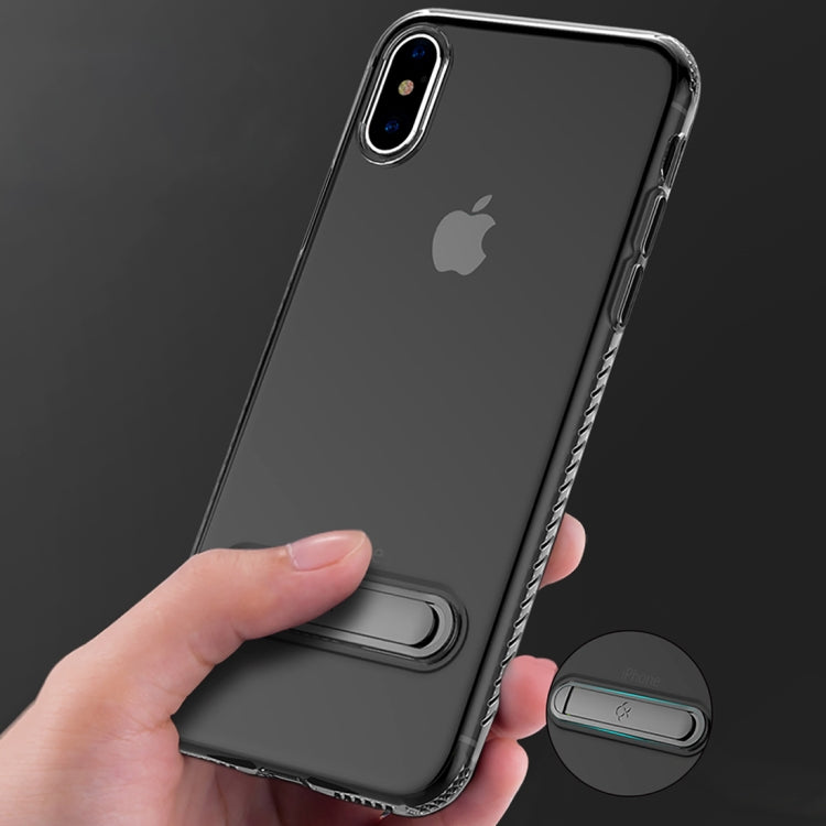 For iPhone X / XS TOTUDESIGN TPU + PC Dropproof Transparent Protective Back Cover Case with Electroplating Magnetic Holder