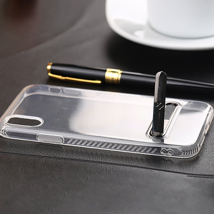 For iPhone X / XS TOTUDESIGN TPU + PC Dropproof Transparent Protective Back Cover Case with Electroplating Magnetic Holder