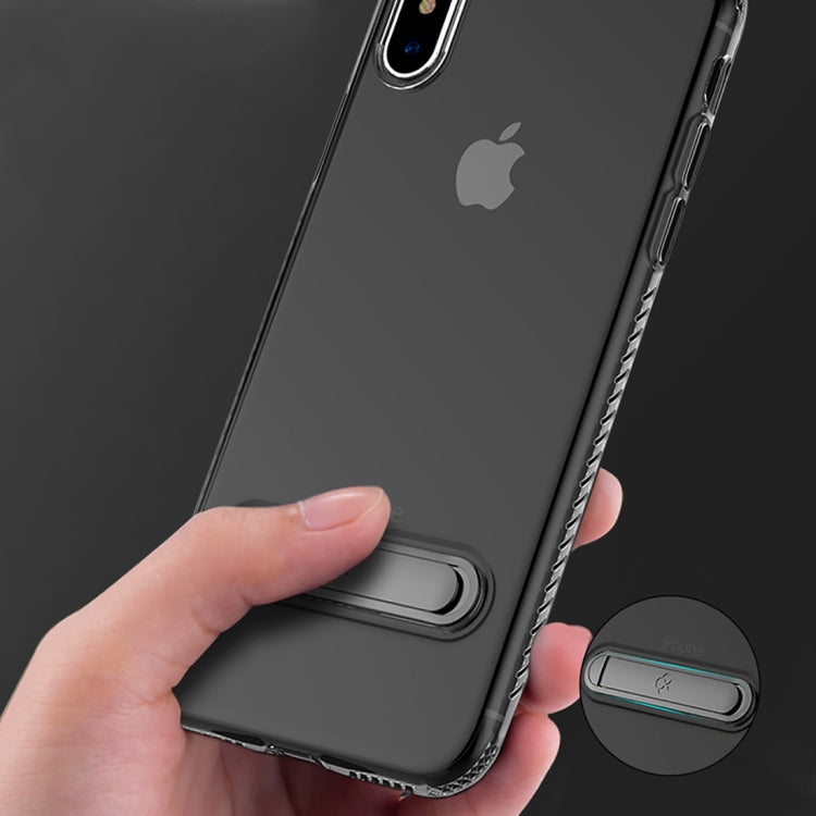 For iPhone X / XS TOTUDESIGN TPU + PC Dropproof Transparent Protective Back Cover Case with Electroplating Magnetic Holder