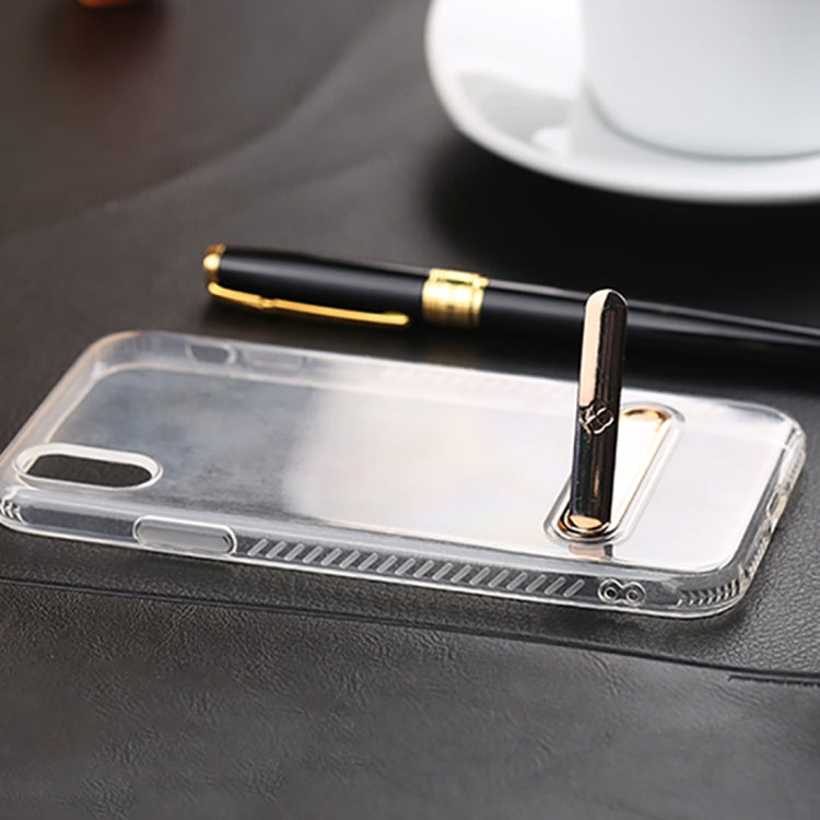 For iPhone X / XS TOTUDESIGN TPU + PC Dropproof Transparent Protective Back Cover Case with Electroplating Magnetic Holder